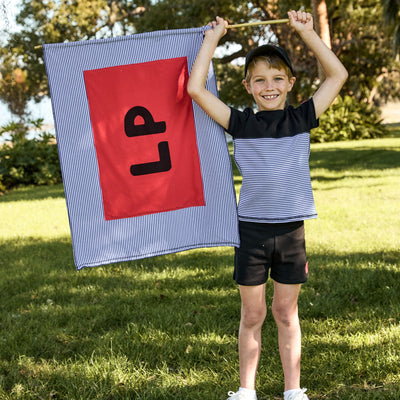 Little Parni Striped Boys Crewneck T-shirt (K625) - Royal Blue/White