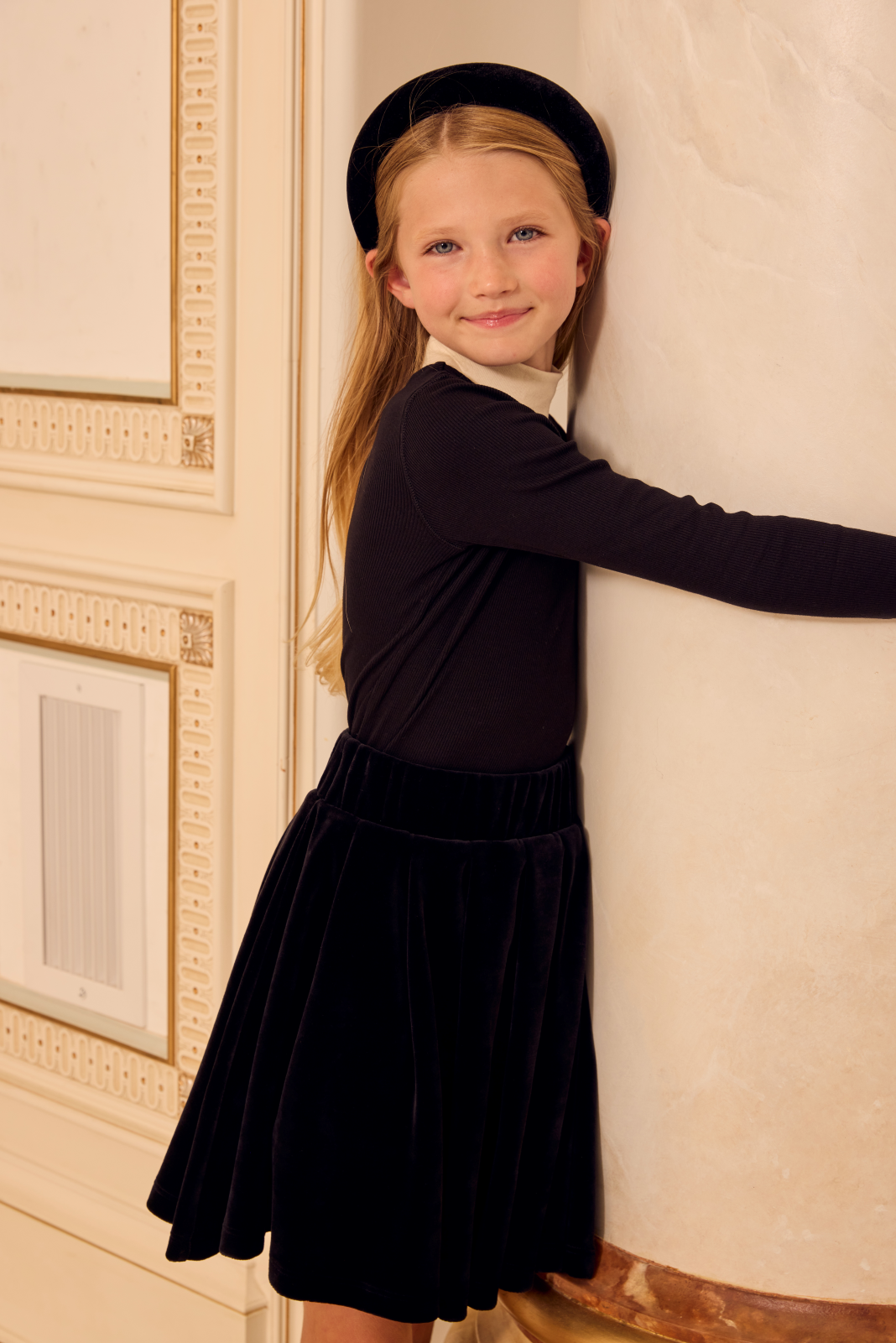Little Parni Velour Pleated Skirt (K542) - Black – Moonlight Little Parni Velour Pleated Skirt (K542) - Black – Moonlight
