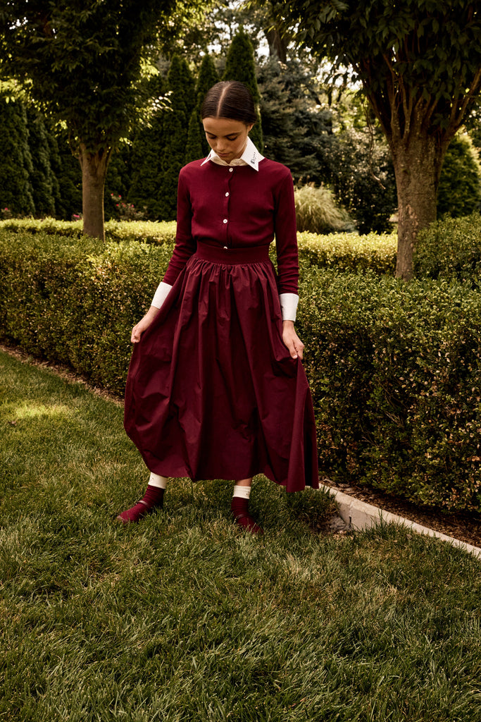 Little Parni Teen Taffeta Skirt (K559) - Burgundy