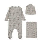 Bee & Dee Pomegranate Rib Layette Set - Blue Smoke