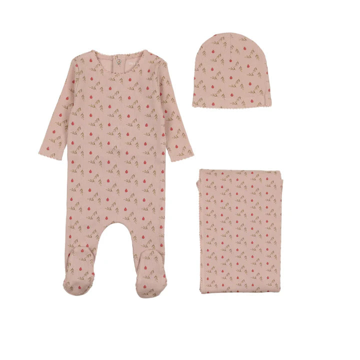 Bee & Dee Pomegranate Rib Layette Set - Tea Rose