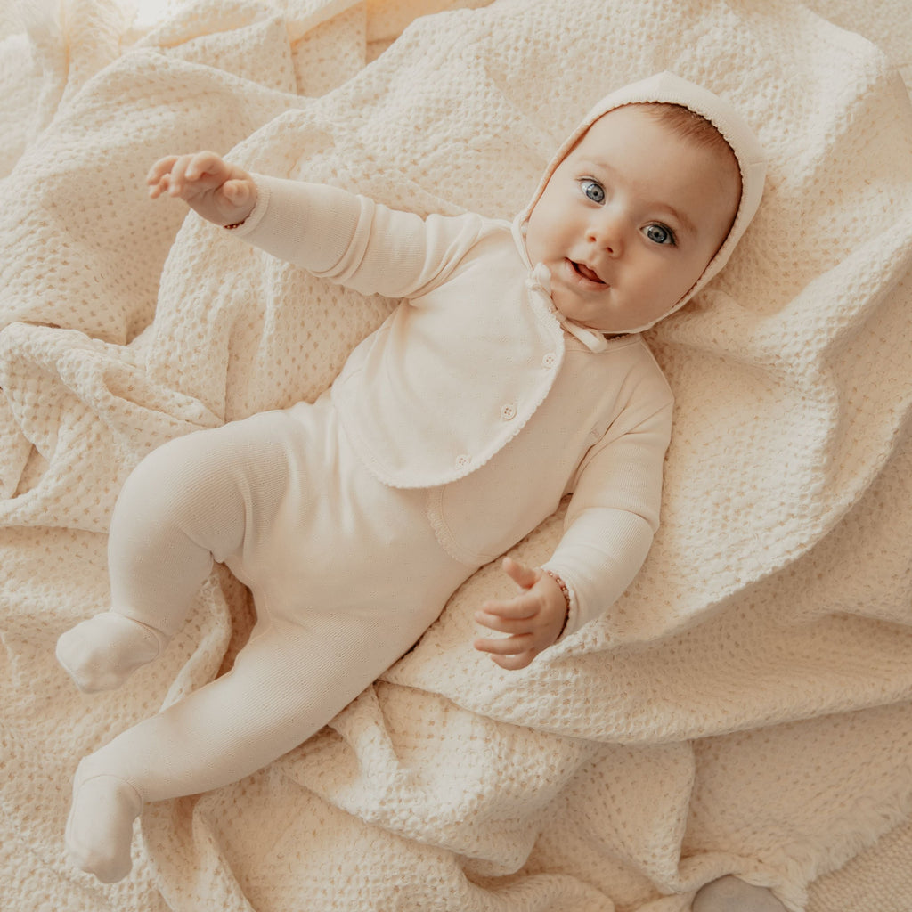 Little Parni Pointelle Footie, Cardigan And Bonnet (K655) - Pink