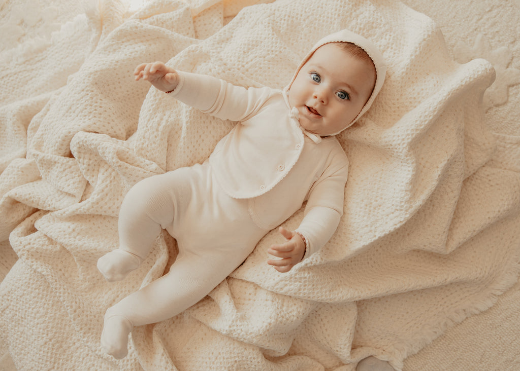 Little Parni Pointelle Footie, Cardigan And Bonnet (K655) - Milk White