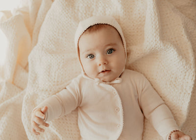 Little Parni Pointelle Footie, Cardigan And Bonnet (K655) - Pink