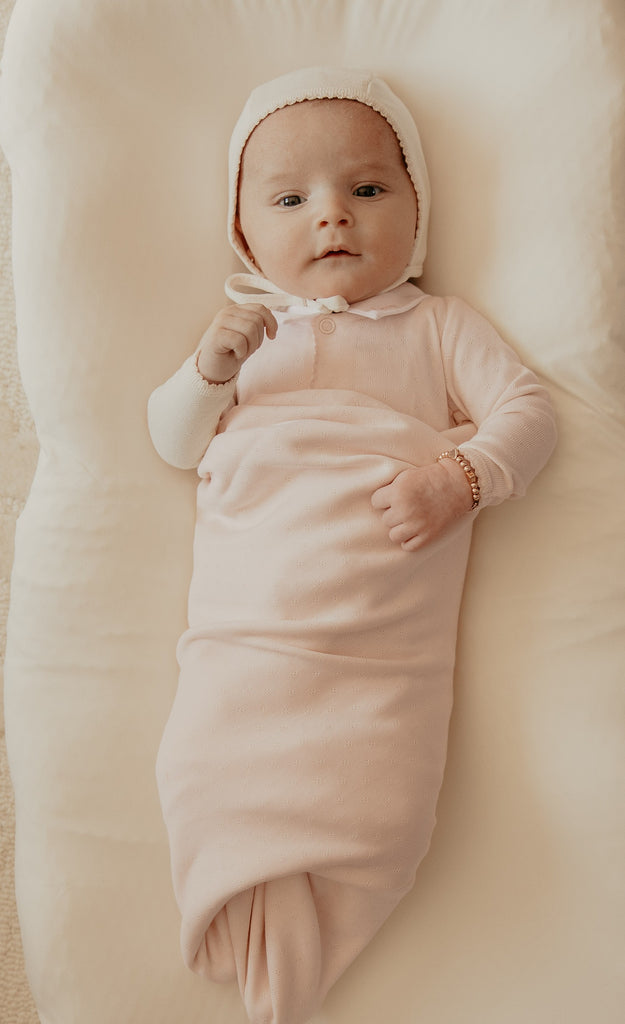 Little Parni Pointelle Cardigan Layette Set (K655 & K657) - Pink