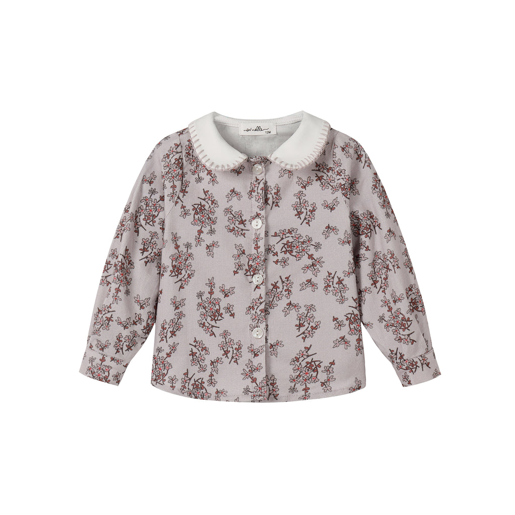 Nou Nelle Corduroy Floral Shirt and Suspender Pants
