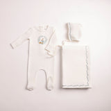 Bee & Dee Boys Cradle Scene Layette Set - Chalk White