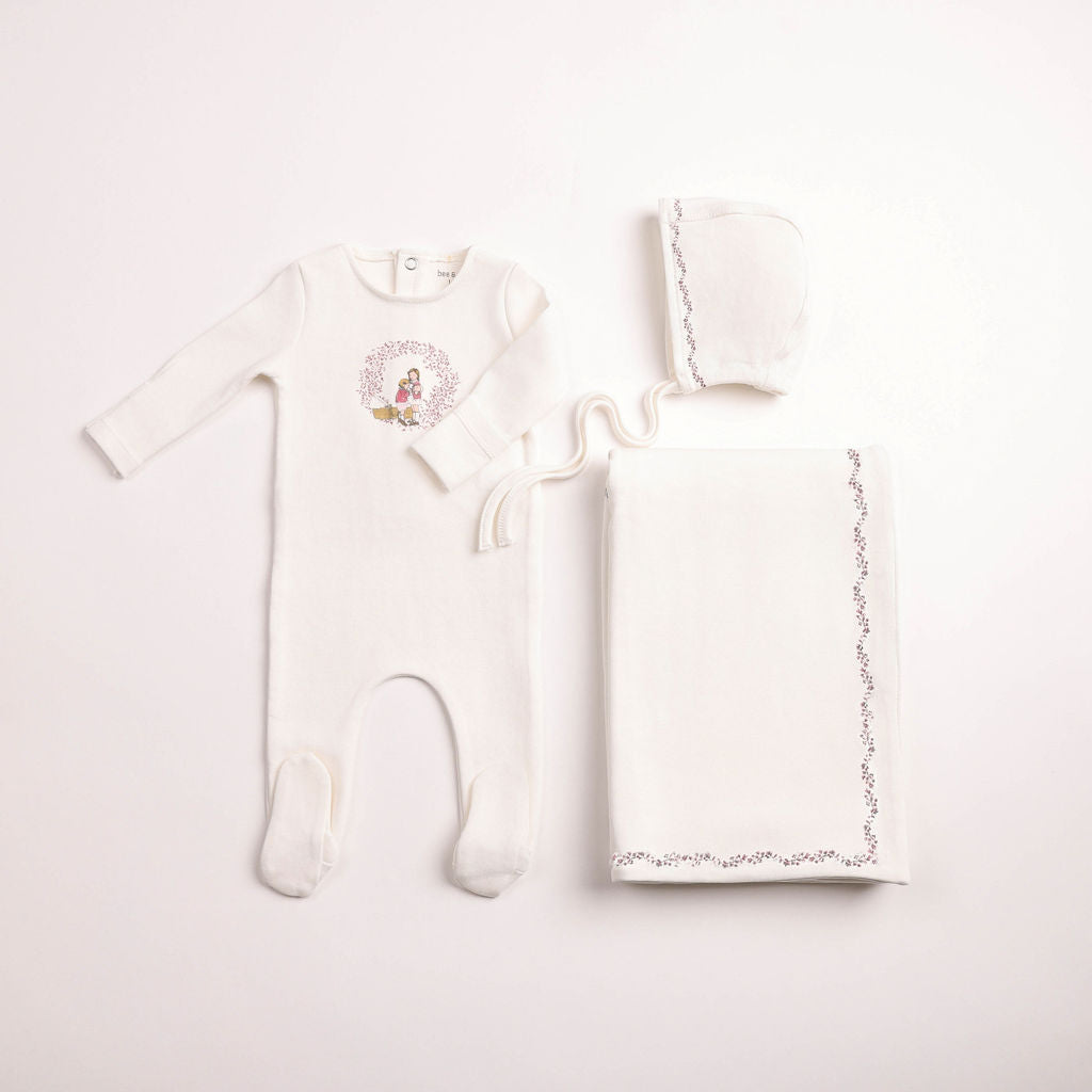 Bee & Dee Girls Cradle Scene Layette Set - Chalk White