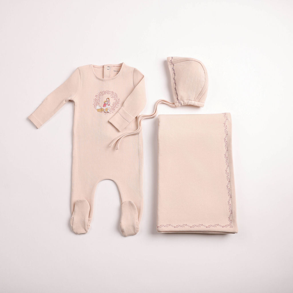 Bee & Dee Cradle Scene Layette Set - Champagne Pink
