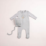 Bee & Dee Cradle Scene Footie And Bonnet - Crisp Blue