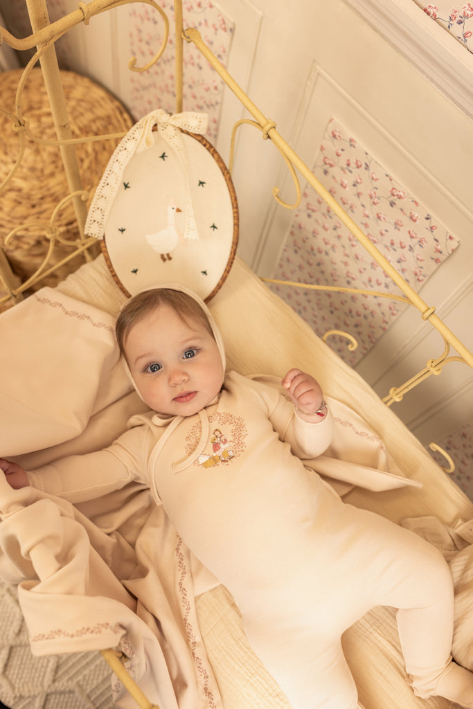 Bee & Dee Girls Cradle Scene Layette Set - Chalk White