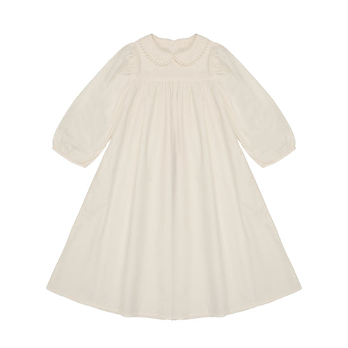 Little Tempest Cream Button Back Empire Waist Taffeta Dress