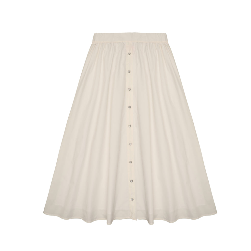 Little Tempest Cream Teens Buttoned Taffeta Maxi Shirt and Skirt Set