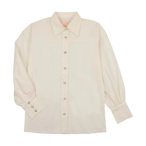 Little Tempest Cream Teens Buttoned Taffeta Maxi Shirt and Skirt Set
