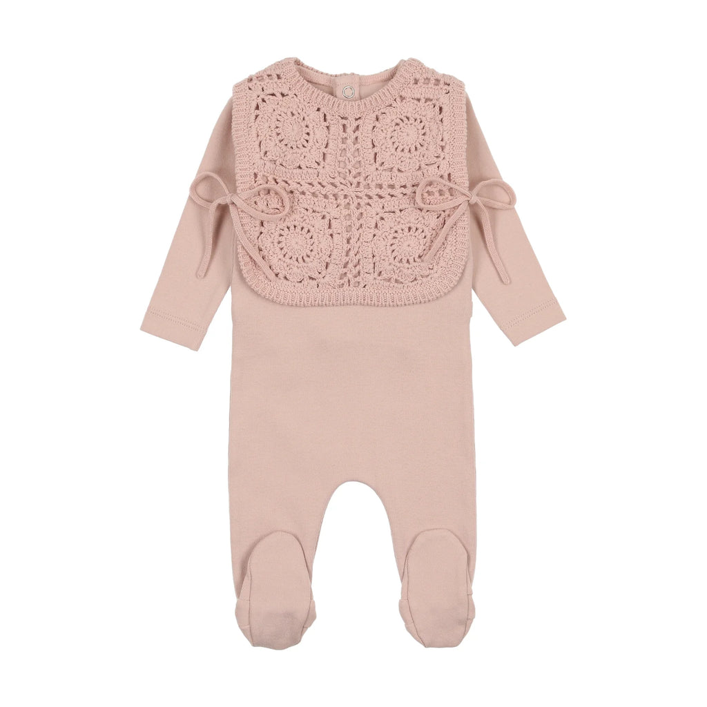 Bee & Dee Crochet Pullover Vest Footie & Bonnet - Mauve