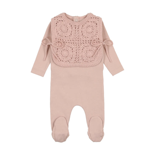 Bee & Dee Crochet Pullover Vest Footie & Bonnet - Mauve