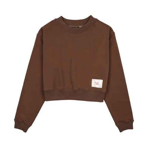 Urban Edge Cropped Sweatshirt - Brown