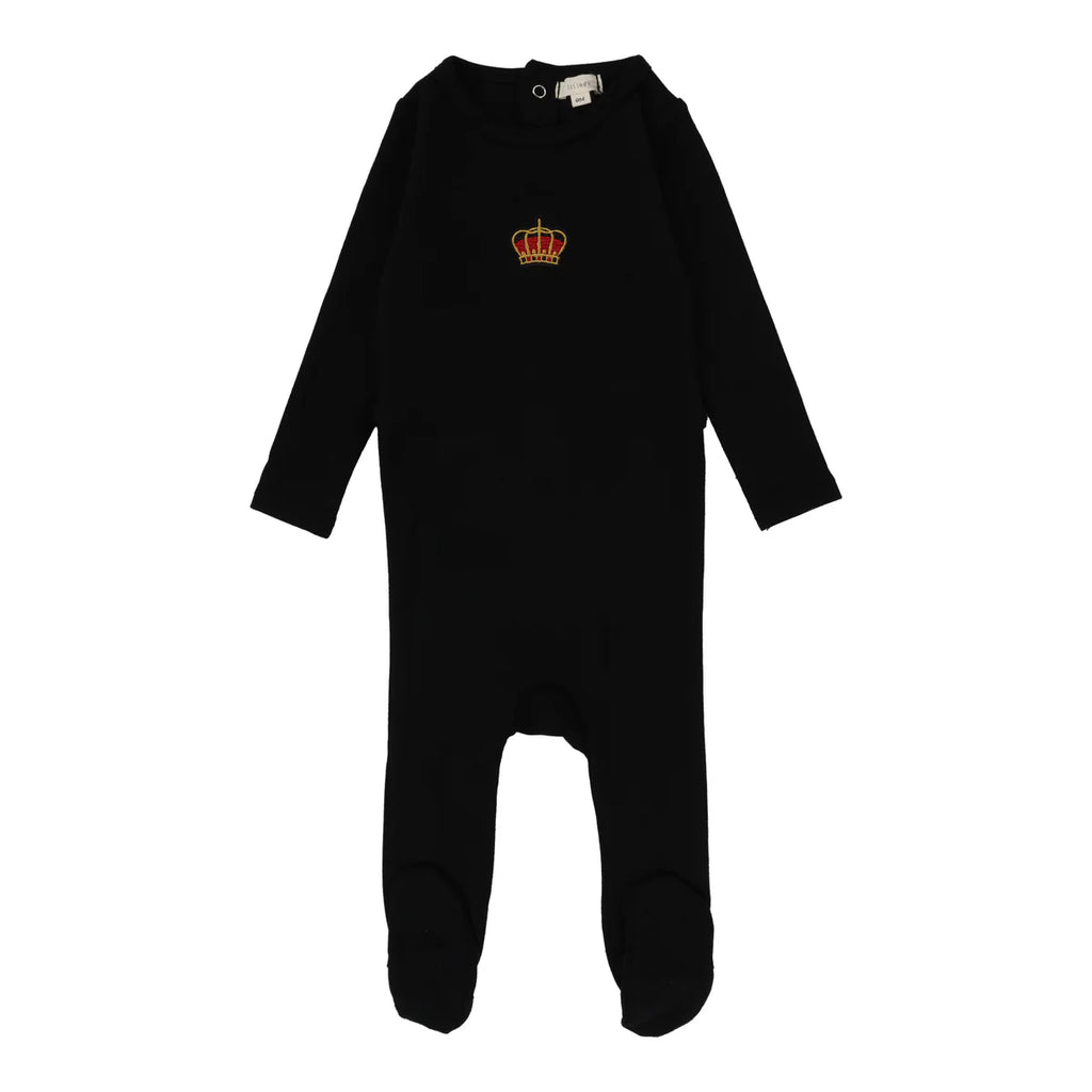 Lil Legs Crown Footie - Black