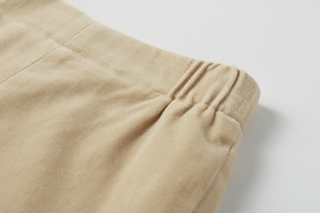 NouNelle Crushed Velour Tan Blazer And Shorts