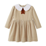 NouNelle Crushed Velour Tan Tie Dress
