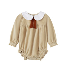 Load image into Gallery viewer, NouNelle Crushed Velour Tan Tie Romper