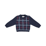 Bebe Organic Cruz Baby Sweater - Blue Check Knit