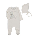 Bee & Dee Cuddle Time Footie And Bonnet - Chalk White Boys