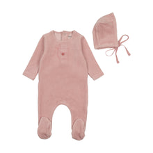 Load image into Gallery viewer, Bee &amp; Dee Cute As A Button Footie And Bonnet - Satin Pink
