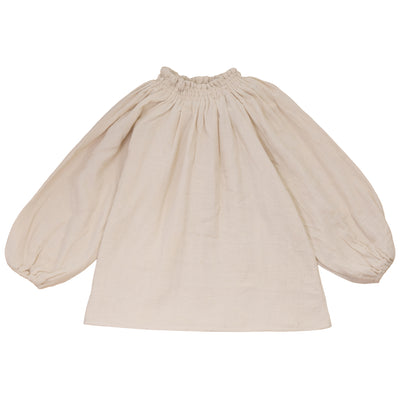 Calla Lili Girls Shirt With Smocking At Neck - Cream