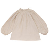 Calla Lili Girls Shirt With Smocking At Neck - Cream