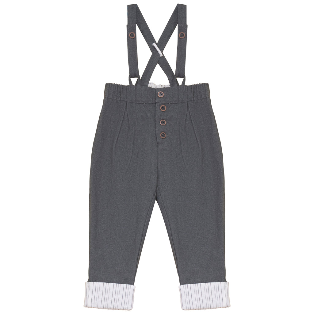 Calla Lili Boys Pants With Suspenders - Grey