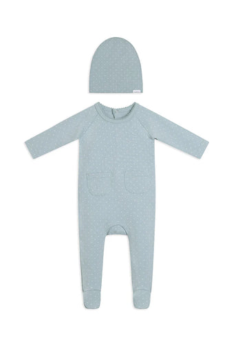 Oubon Dot Footie with Hat - Sage