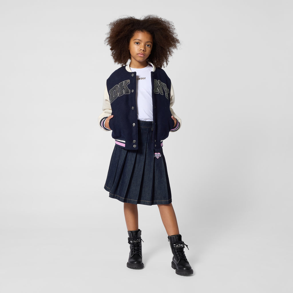 DKNY Pleated Denim Skirt - Denim Blue