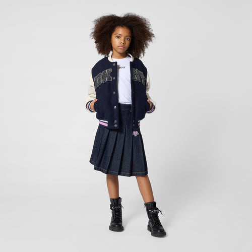 DKNY Pleated Denim Skirt - Denim Blue