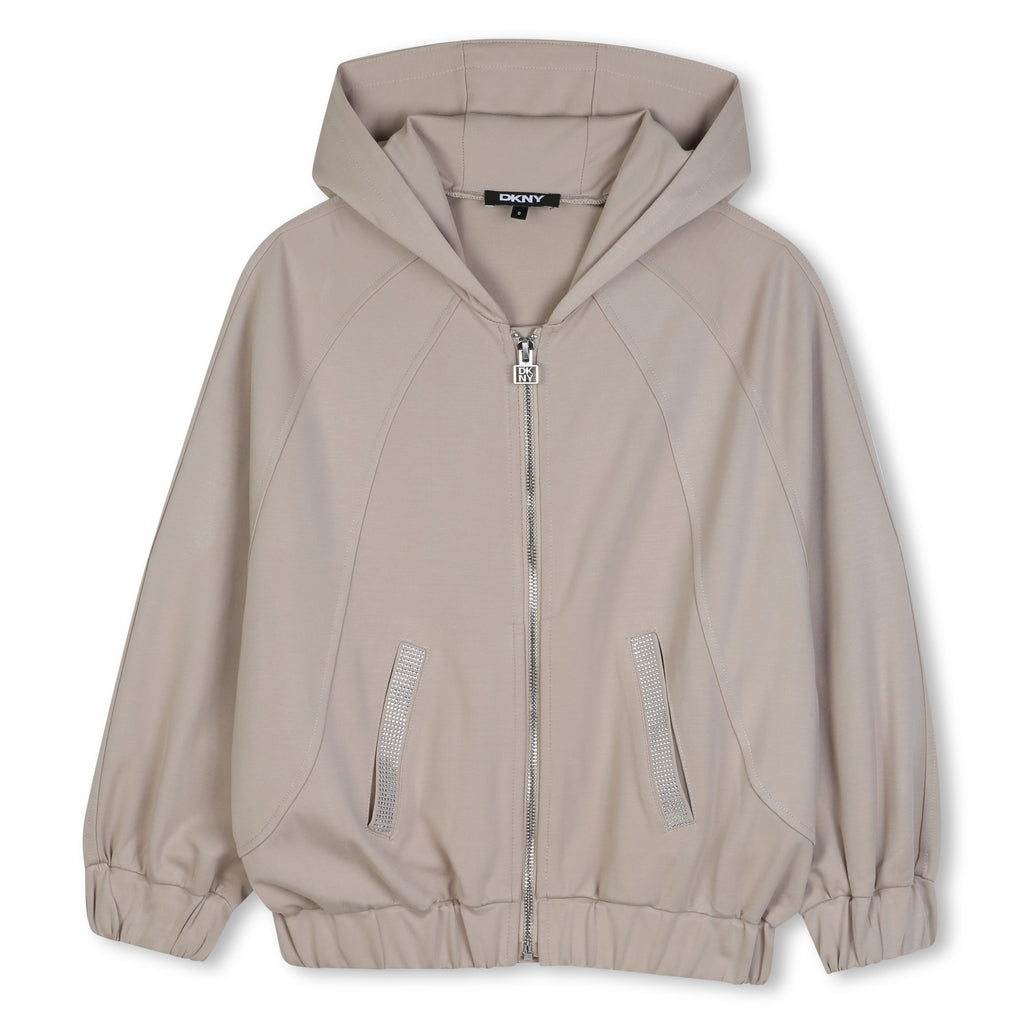 DKNY Loose Hooded Cardigan - Dark Stone