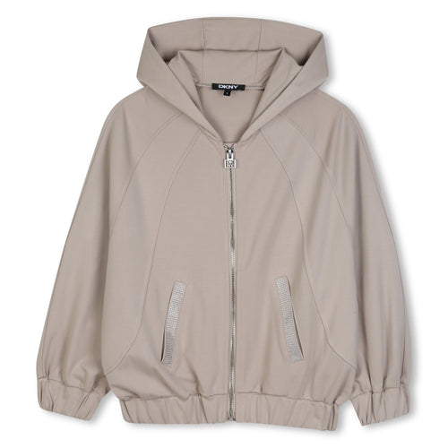 DKNY Loose Hooded Cardigan - Dark Stone