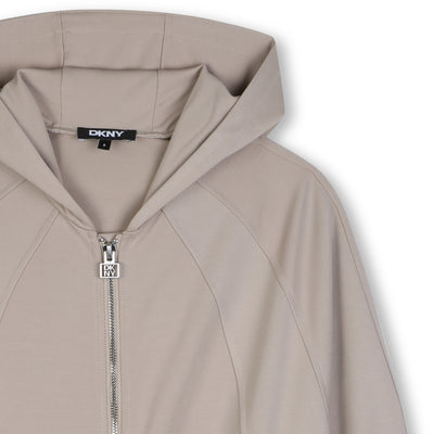 DKNY Loose Hooded Cardigan - Dark Stone