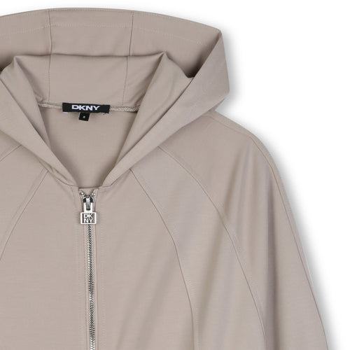 DKNY Loose Hooded Cardigan - Dark Stone
