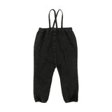 Lil Legs Denim Bow Suspender Romper - Black Denim