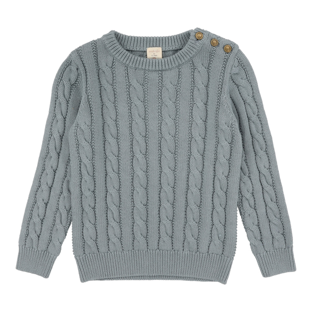 Lil Legs Cable Knit Sweater - Dusty Blue