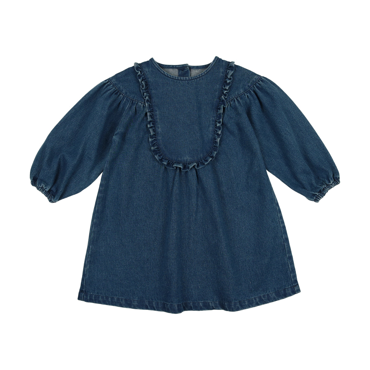 Lil Legs Denim Gathered Skirt - Mid Blue Wash