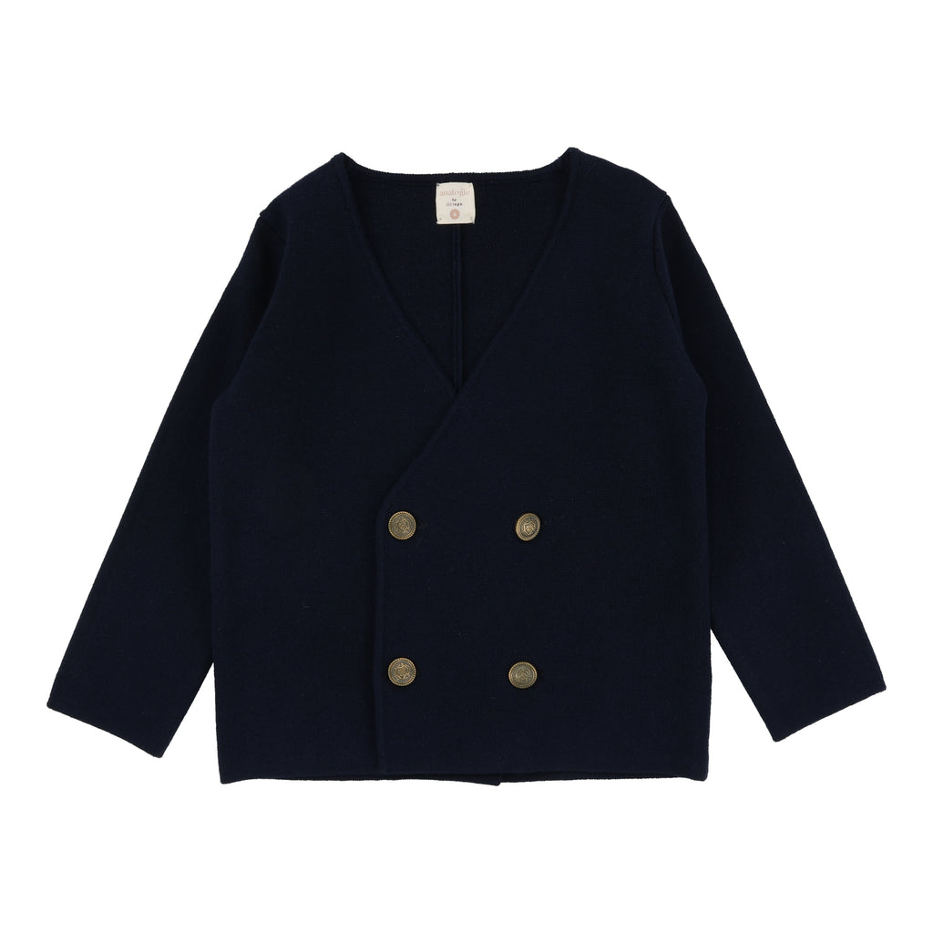 Lil Legs Double Breasted Knit Blazer - Navy