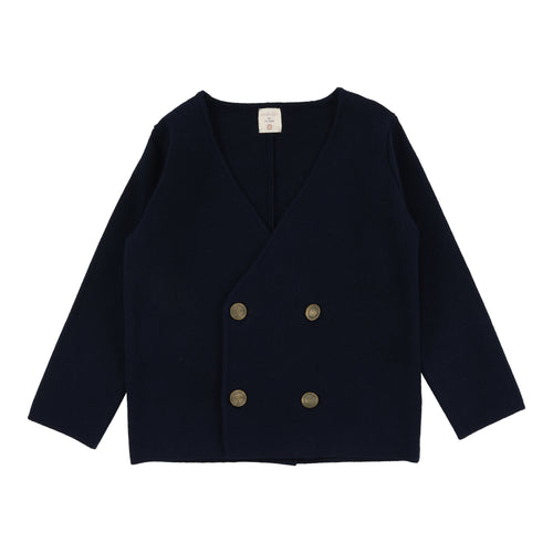 Lil Legs Double Breasted Knit Blazer - Navy