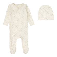 Load image into Gallery viewer, Lilette Diamond Dot Footie And Hat - Cream/Berry