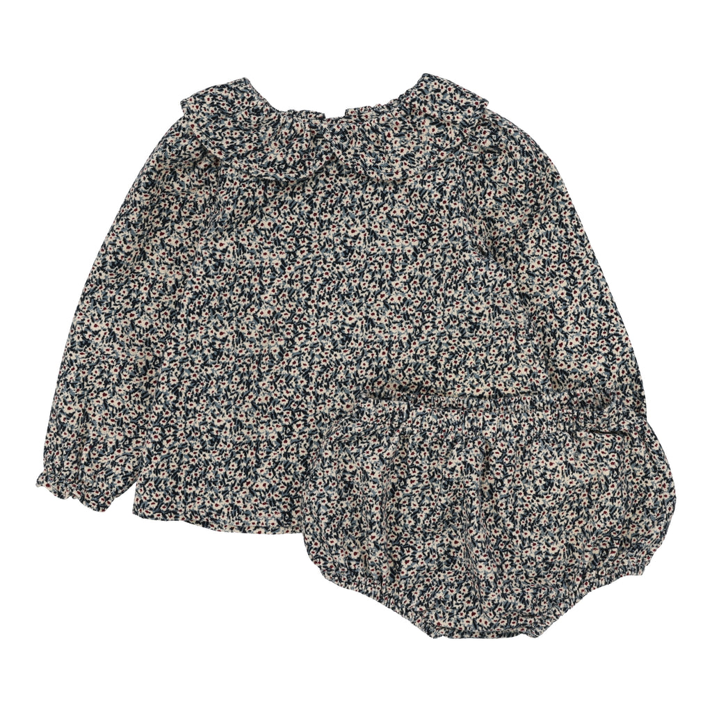 Lil Legs Daisy Floral Set - Dusty Blue