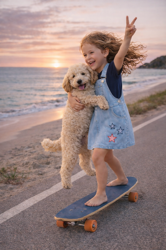 Bopop Pinstripe Stars Denim Jumper