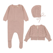 Load image into Gallery viewer, Lil Leg Knit Footie + Cardi 3PC Set - Pink