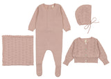 Lil Leg Dotted Knit Footie 4PC Layette Set - Pink