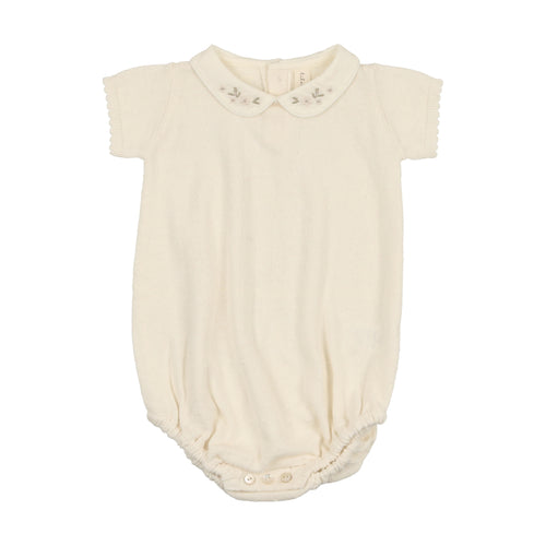 Lil Leg Dotted Knit Romper - Cream