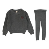 Lil Legs Knit VNeck Toddler Set - Mid Grey